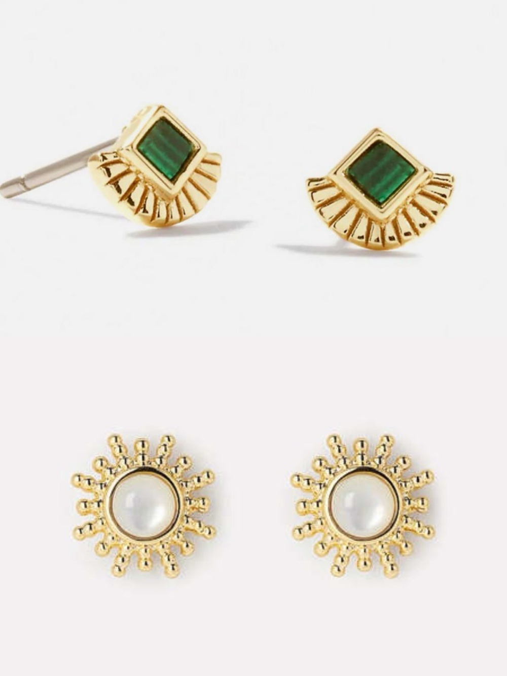 Ana Luisa Stud Earrings Set – 2 Pairs – Millow Malachite + Harper Sun